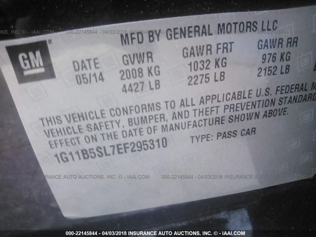 1G11B5SL7EF295310 - 2014 CHEVROLET MALIBU LS Qara foto 9