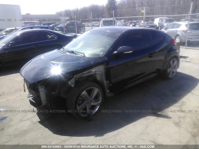 KMHTC6AE2DU145889 - 2013 HYUNDAI VELOSTER TURBO BLACK photo 2