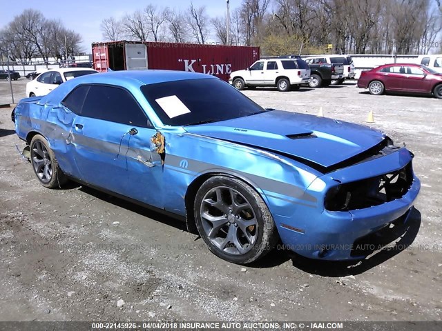 2C3CDZBT9FH809907 - 2015 DODGE CHALLENGER SXT PLUS BLUE photo 1