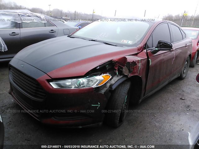 3FA6P0G77ER179465 - 2014 FORD FUSION S RED photo 2