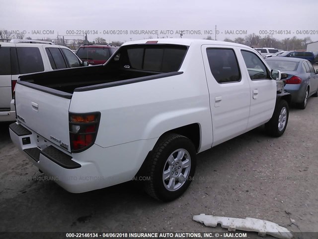 2HJYK16447H514089 - 2007 HONDA RIDGELINE RTS WHITE photo 4