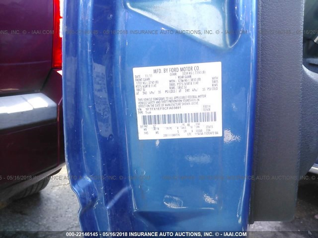 1FTFX1EF5CFA03891 - 2012 FORD F150 SUPER CAB BLUE photo 9