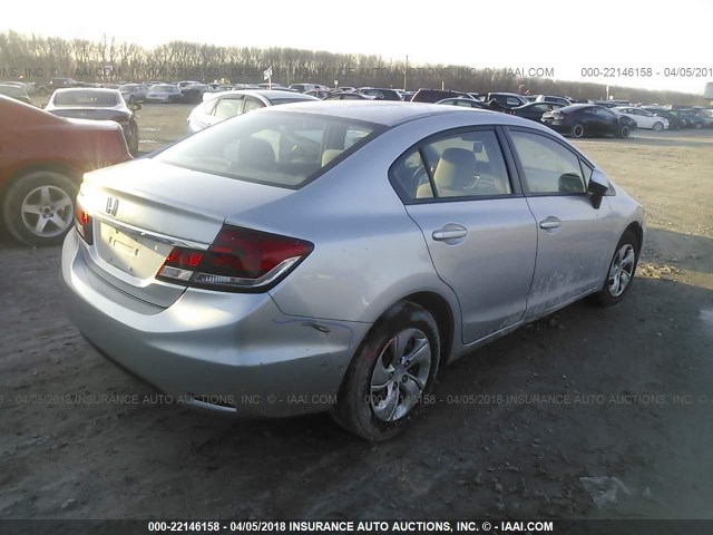 19XFB2F59DE228062 - 2013 HONDA CIVIC LX SILVER photo 4