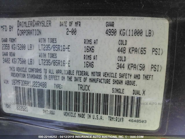 1B7MF33601J223488 - 2001 DODGE RAM 3500 RED photo 10