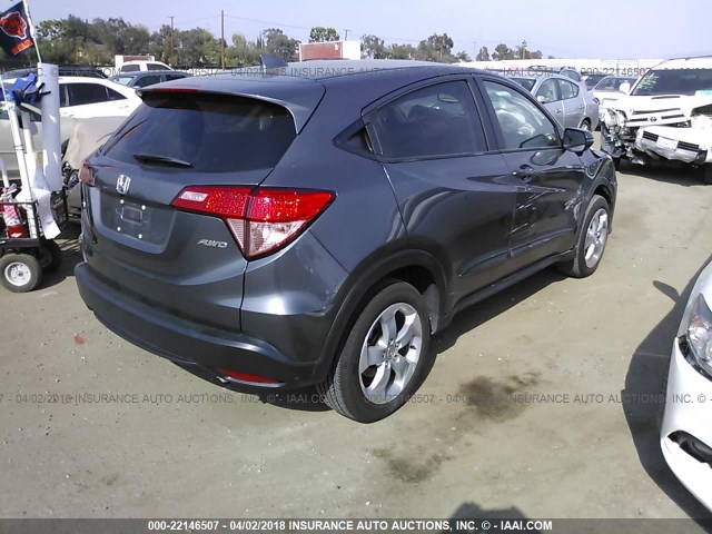 3CZRU6H52GM744523 - 2016 HONDA HR-V EX GRAY photo 4