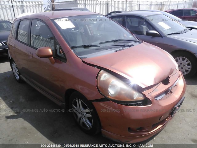 JHMGD38637S022973 - 2007 HONDA FIT S ORANGE photo 1