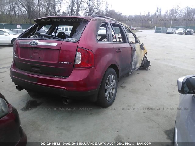 2FMDK3KC8BBA72100 - 2011 FORD EDGE LIMITED BURGUNDY photo 4