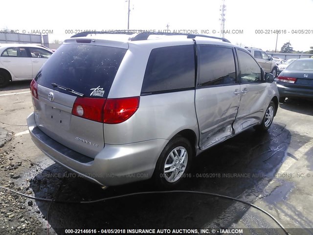 5TDZK23C88S188827 - 2008 TOYOTA SIENNA CE/LE SILVER photo 4