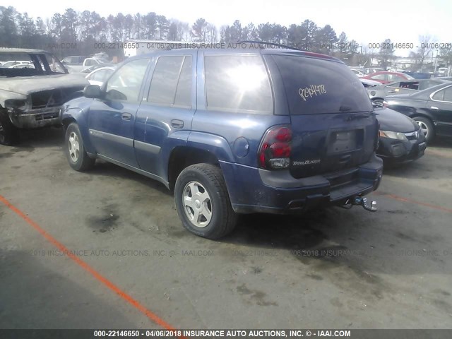 1GNDT13S032397768 - 2003 CHEVROLET TRAILBLAZER  BLUE photo 3