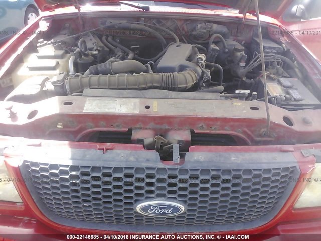 1FTYR14VX2TA79439 - 2002 FORD RANGER SUPER CAB RED photo 10