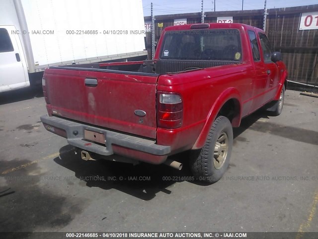 1FTYR14VX2TA79439 - 2002 FORD RANGER SUPER CAB RED photo 4