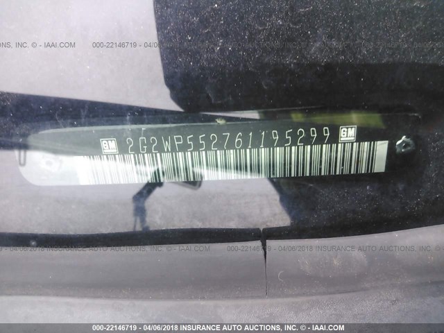 2G2WP552761195299 - 2006 PONTIAC GRAND PRIX BLACK photo 9