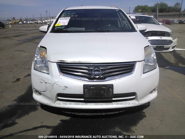 3N1AB6APXCL673983 - 2012 NISSAN SENTRA 2.0/2.0S/SR/2.0SL WHITE photo 6