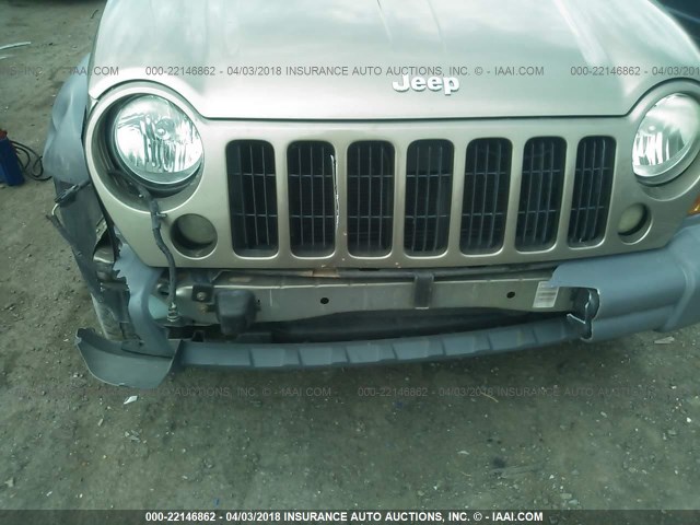 1J4GL48K45W532949 - 2005 JEEP LIBERTY SPORT GOLD photo 6