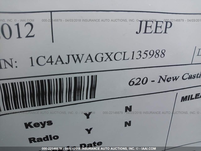 1C4AJWAGXCL135988 - 2012 JEEP WRANGLER SPORT ORANGE photo 9