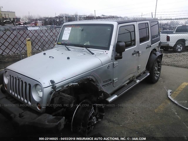 1J4BA3H17BL553406 - 2011 JEEP WRANGLER UNLIMITE SPORT SILVER photo 2