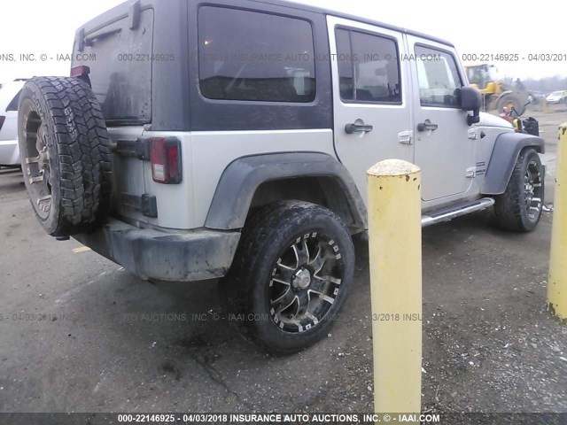 1J4BA3H17BL553406 - 2011 JEEP WRANGLER UNLIMITE SPORT SILVER photo 4