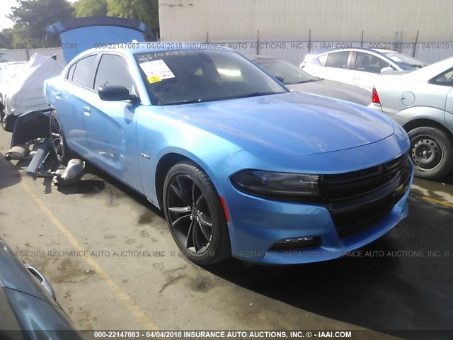 2C3CDXCT6GH211133 - 2016 DODGE CHARGER R/T BLUE photo 1
