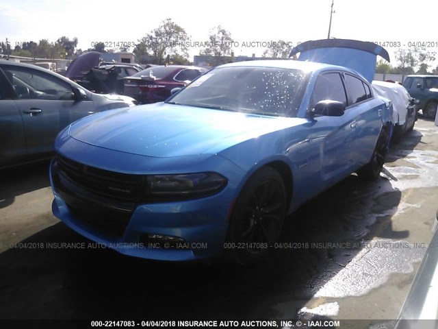 2C3CDXCT6GH211133 - 2016 DODGE CHARGER R/T BLUE photo 2