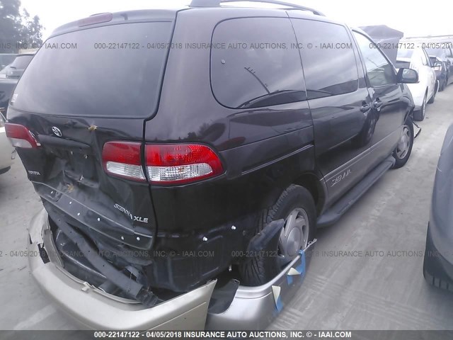 4T3ZF13C22U481076 - 2002 TOYOTA SIENNA LE/XLE BLACK photo 4