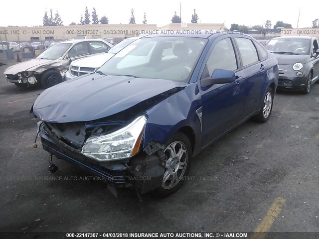 1FAHP35N98W186933 - 2008 FORD FOCUS SE/SEL/SES BLUE photo 2