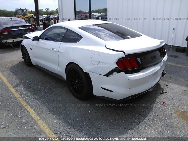 1FA6P8CF9H5212453 - 2017 FORD MUSTANG GT WHITE photo 3