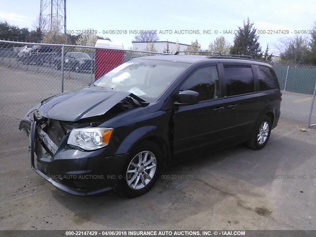 2C4RDGCG3DR686477 - 2013 DODGE GRAND CARAVAN SXT BLACK photo 2