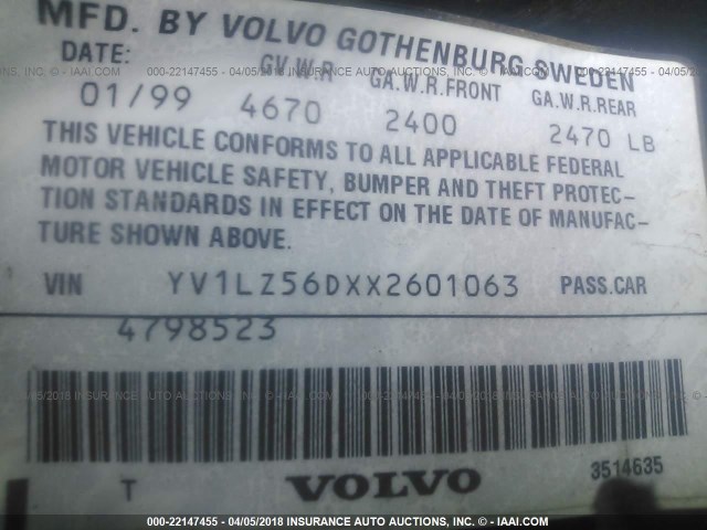 YV1LZ56DXX2601063 - 1999 VOLVO V70 XC BLACK photo 9