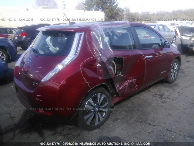 1N4AZ0CP7FC334803 - 2015 NISSAN LEAF S/SV/SL RED photo 4