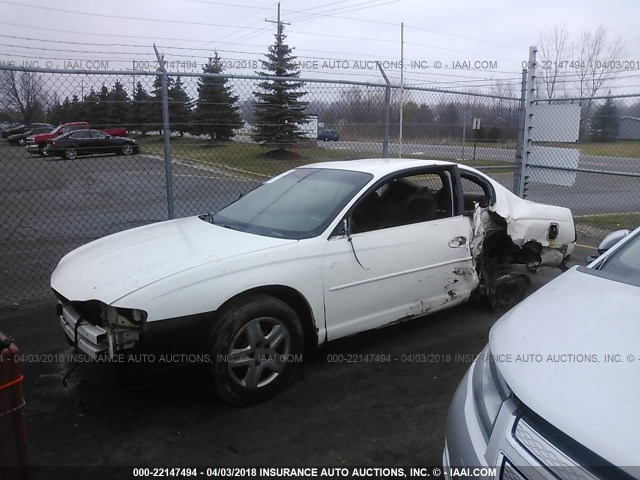 2G1WW12E349199721 - 2004 CHEVROLET MONTE CARLO LS WHITE photo 2