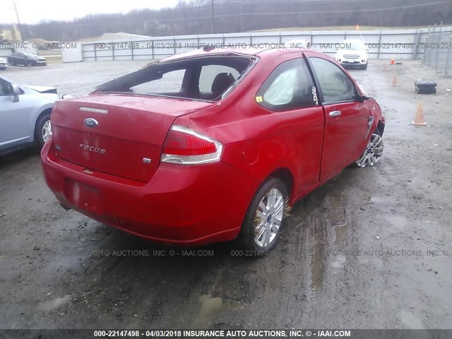 1FAHP33N78W102806 - 2008 FORD FOCUS SE/SEL/SES RED photo 4