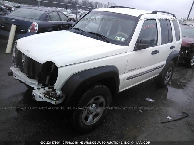 1J4GL48K12W277947 - 2002 JEEP LIBERTY SPORT WHITE photo 2