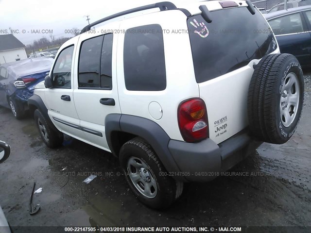 1J4GL48K12W277947 - 2002 JEEP LIBERTY SPORT WHITE photo 3