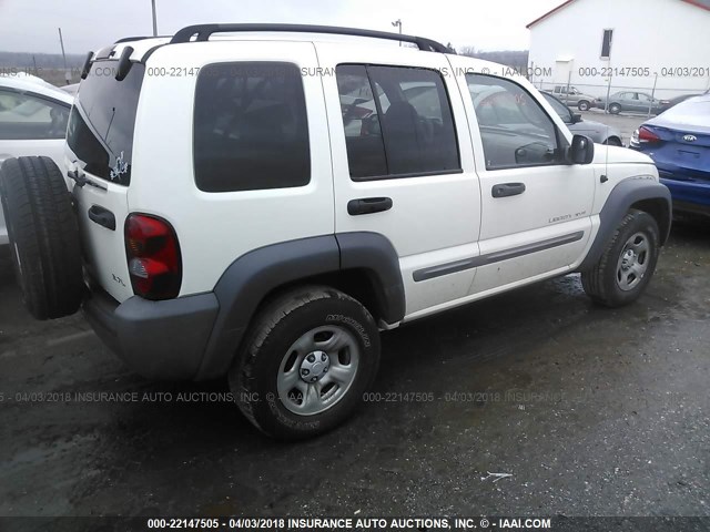 1J4GL48K12W277947 - 2002 JEEP LIBERTY SPORT WHITE photo 4