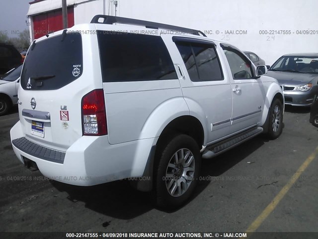 5N1BR1NB5AC614245 - 2010 NISSAN PATHFINDER LE WHITE photo 4