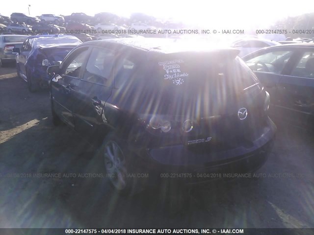 JM1BK343981866181 - 2008 MAZDA 3 HATCHBACK BLACK photo 3