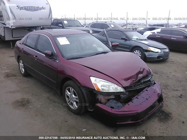 JHMCM56846C010158 - 2006 HONDA ACCORD EX RED photo 1