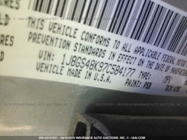 1J8GS48K97C584177 - 2007 JEEP GRAND CHEROKEE LAREDO/COLUMBIA/FREEDOM 灰色 照片 9