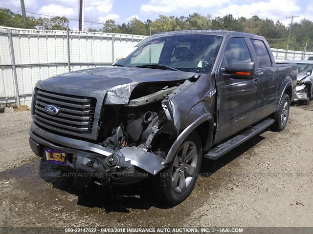 1FTFW1CF4BKE13500 - 2011 FORD F150 SUPERCREW GRAY photo 2