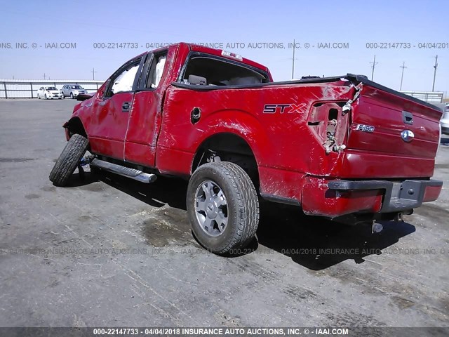 1FTRX12W99FB11845 - 2009 FORD F150 SUPER CAB RED photo 3