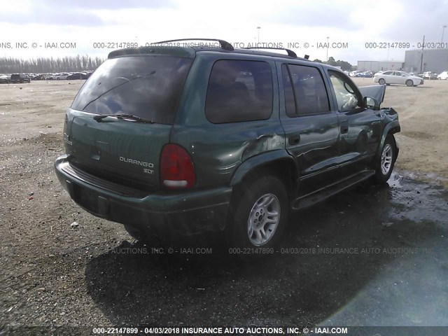 1D4HR58Z43F599837 - 2003 DODGE DURANGO SLT PLUS GREEN photo 4