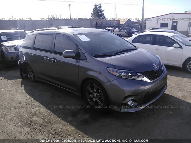 5TDXK3DC9GS722055 - 2016 TOYOTA SIENNA SE GRAY photo 1