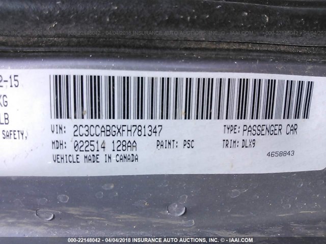 2C3CCABGXFH781347 - 2015 CHRYSLER 300 S SILVER photo 9