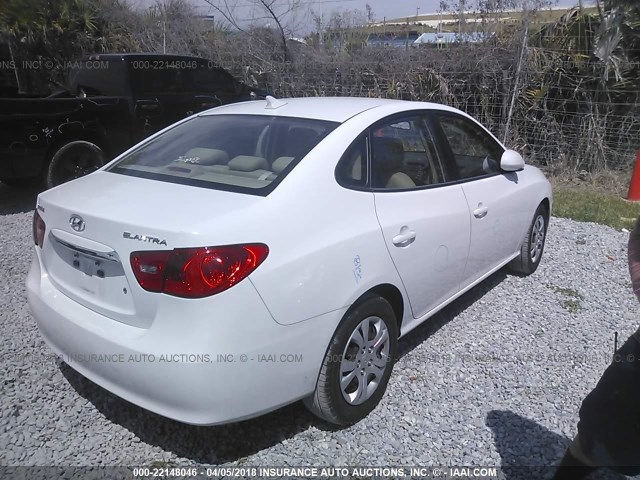 KMHDU4AD5AU068654 - 2010 HYUNDAI ELANTRA BLUE/GLS/SE WHITE photo 4