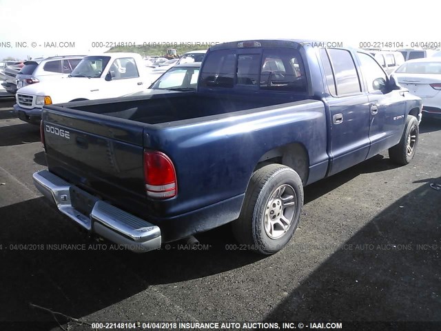 1B7HL2AN11S269047 - 2001 DODGE DAKOTA QUAD BLUE photo 4