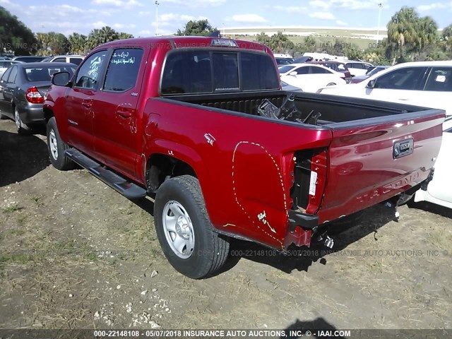 3TMAZ5CN1GM019212 - 2016 TOYOTA TACOMA DBL CAB/SR5/TRD SPORT/OR RED photo 3