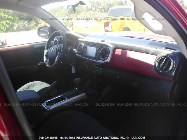 3TMAZ5CN1GM019212 - 2016 TOYOTA TACOMA DBL CAB/SR5/TRD SPORT/OR RED photo 5