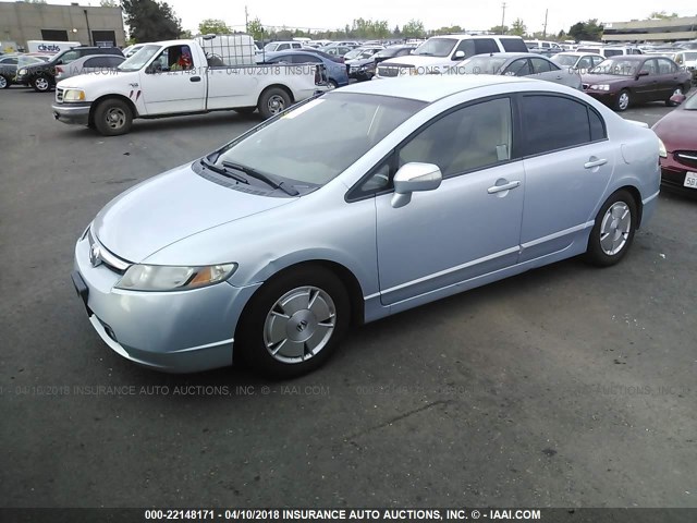 JHMFA36287S008491 - 2007 HONDA CIVIC HYBRID Light Blue photo 2