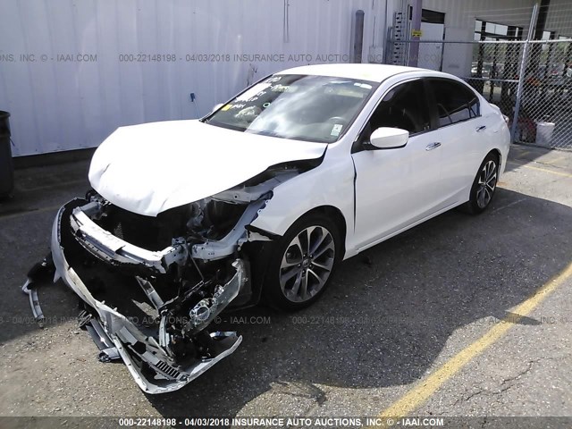 1HGCR2F56FA015818 - 2015 HONDA ACCORD SPORT WHITE photo 2