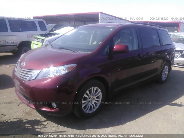 5TDYK3DC3ES464035 - 2014 TOYOTA SIENNA XLE/LIMITED RED photo 2